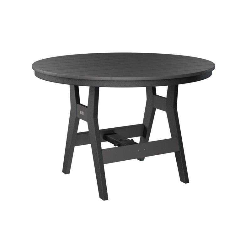 Harbor Outdoor Round Bar Table, Smoke Gray, Black