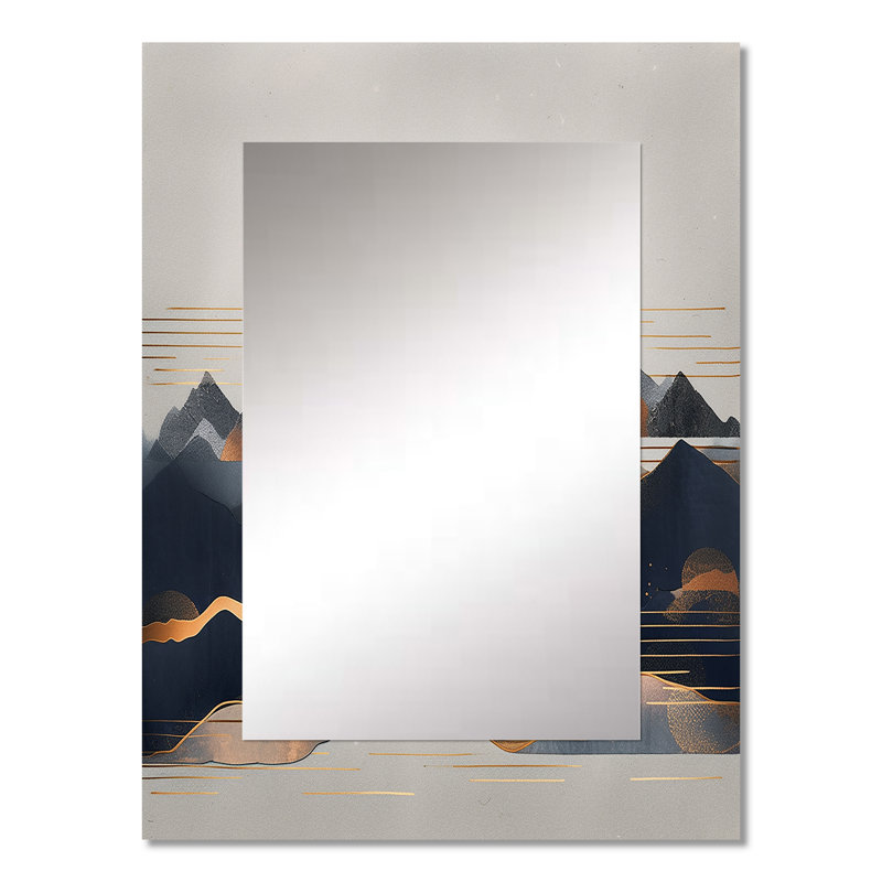 Miroir décoratif Daring Moutain Horizons III - Paysages, grand miroir bleu, impression sur métal, 32 po x 24 po