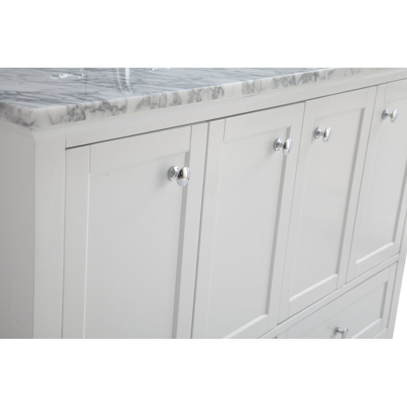 48'' Single Bathroom Vanity with Marble Top, White
