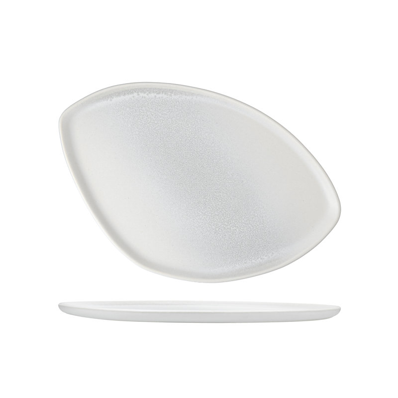 Cloud Terre Iceland  Stoneware, 13 x 9" Triangle Platter, Volcanic Gray, Thermal White