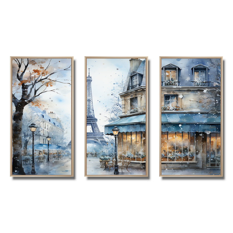 Art urbain gris, rue Parisienne IV - City Paris, Cadre flottant brun, H 32 po x l 48 po