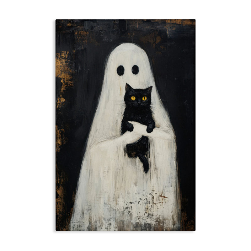 «Black Kitty & Ghost», conception par Petal Prints Design, H 24 po x l 16 po