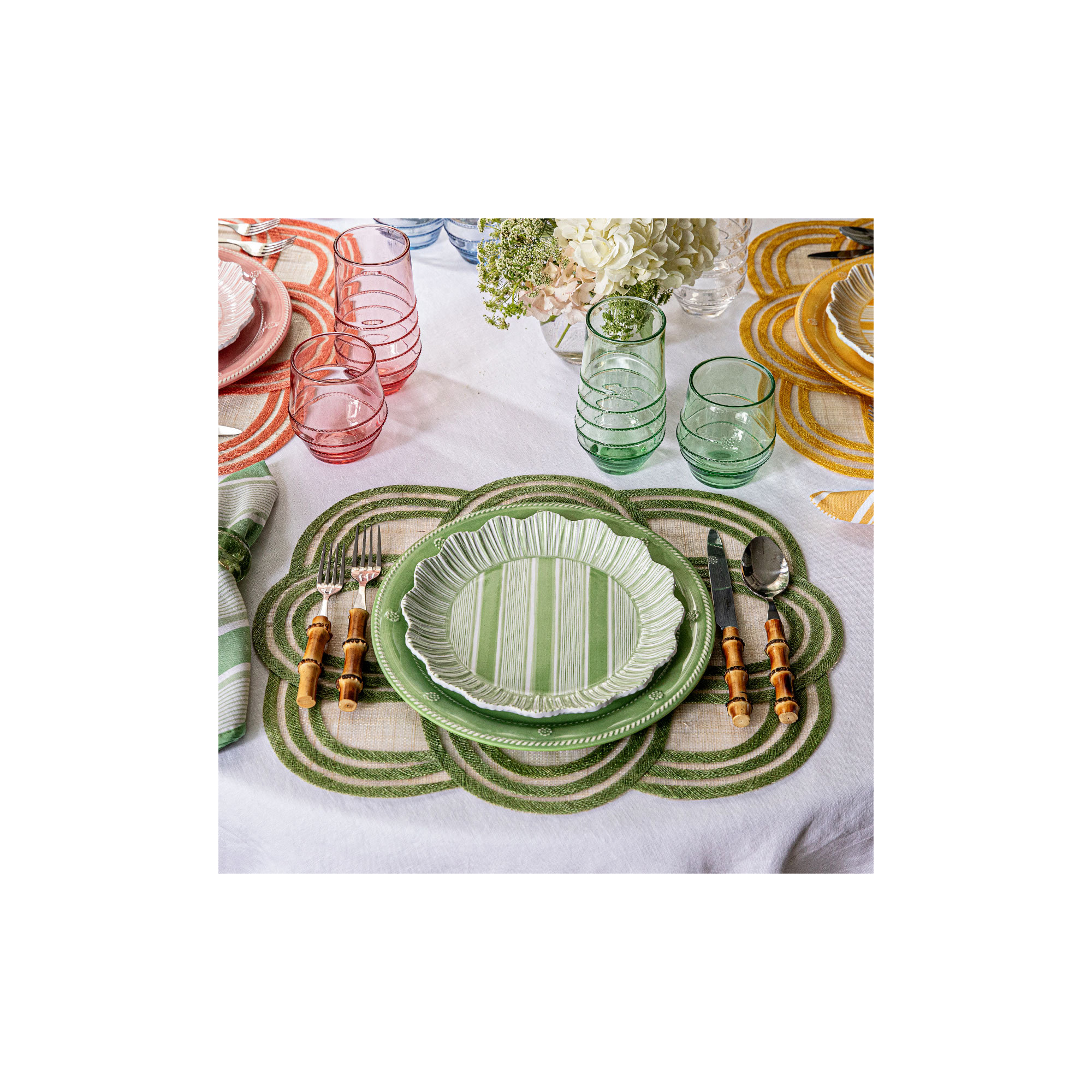 Cabana Stripe Melamine Dessert/Salad Plates, Seagrass