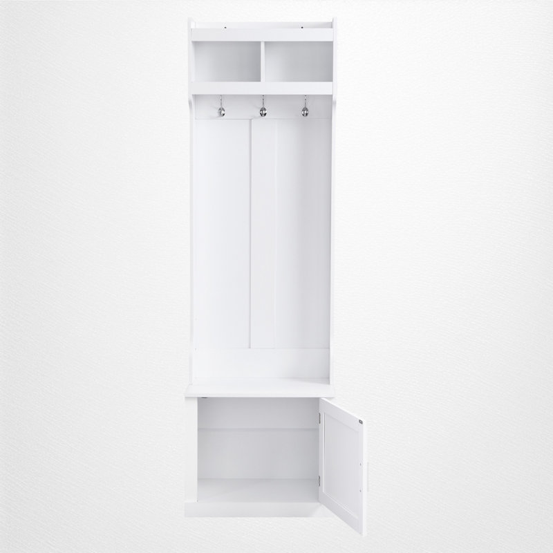 Hall Tree 23.63" Wide With Bench And Storage, White