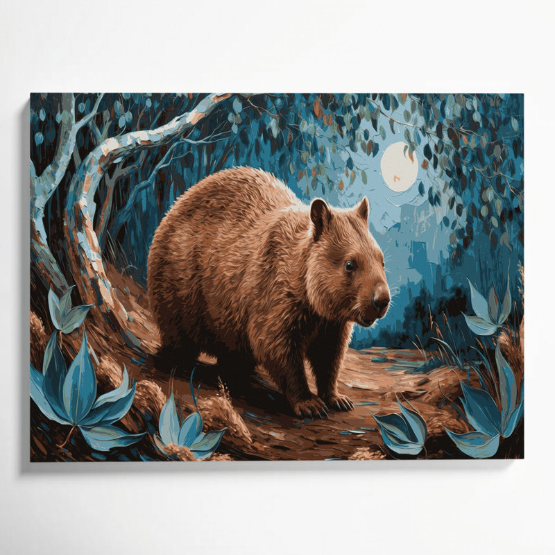 Faune commune, art mural sur toile gris Wombat, H 8 po x l 10 po