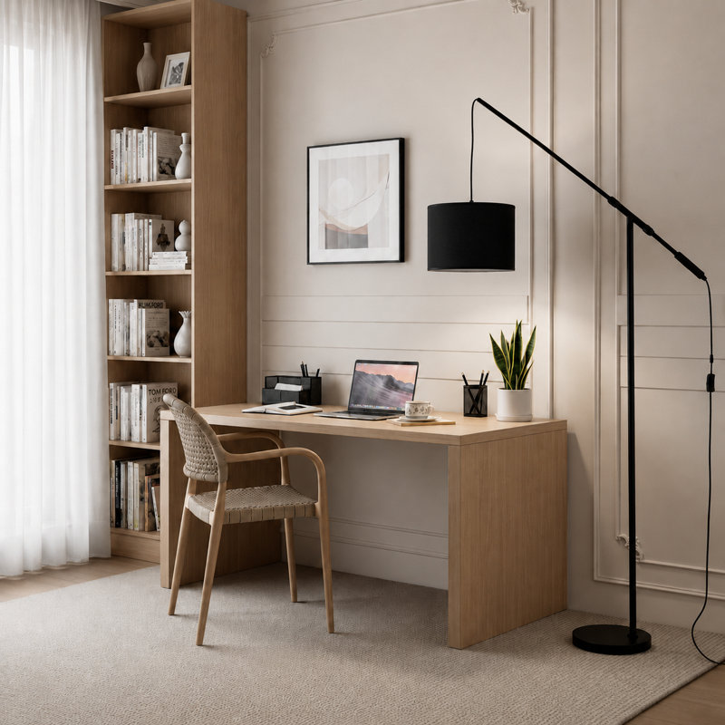 80" Arc Floor Lamp With Adjustable Height, All Black