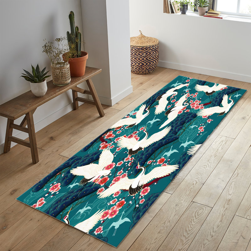 Chic Non-Woven Soft Type Printed Rug with Distinctive Floral Theme in Exquisite Multicolor Palette for Ideal Home Decor Enhancement