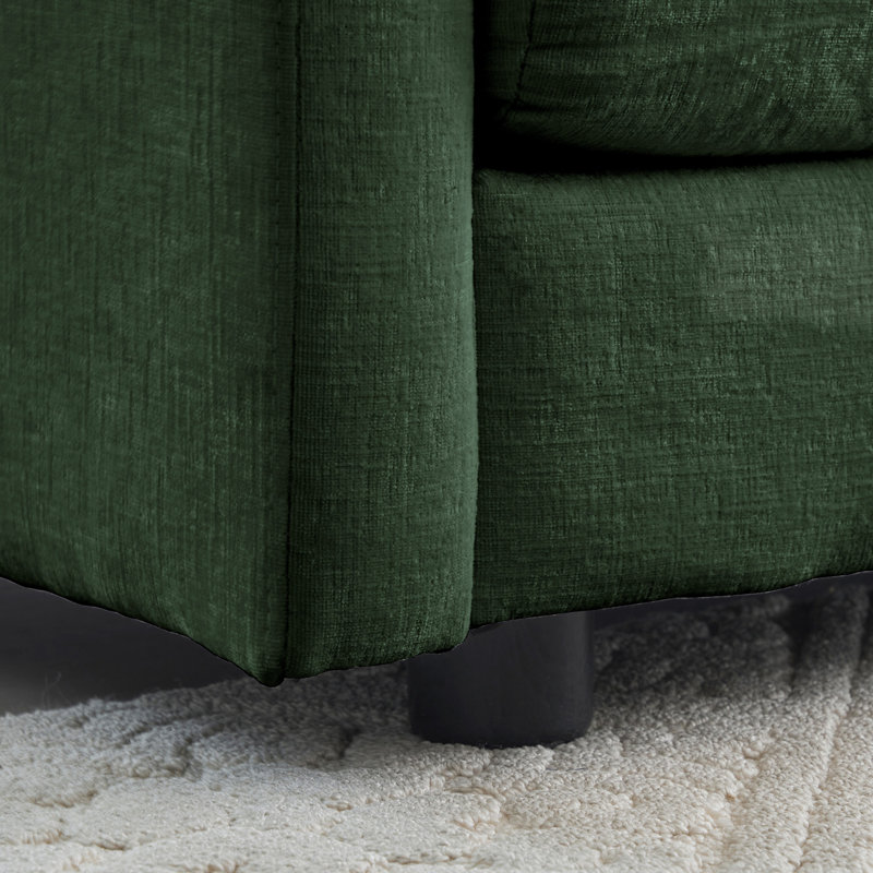 Salon - chenille, 2 sièges, 4 coussins, structure en bois, tissu moderne 2 coussins doux, relaxant