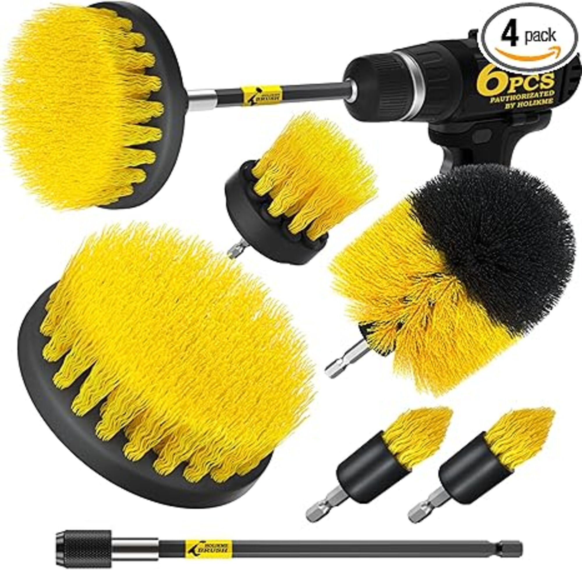 HHA 6Pack Drill Brush Power Scrubber Cleaning Brush Extended Long ...