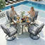 Ensemble de salle à manger 5 pièces pour patio - table ronde de 38 po + 4 chaises berçantes pivotantes