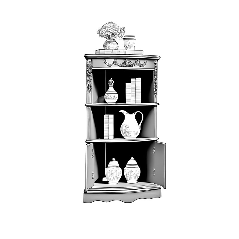 Élégante armoire d'angle multifonctionnelle rétro, Bleu