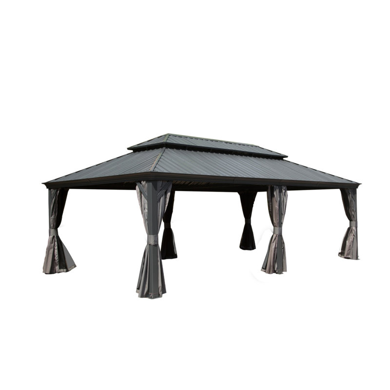 14X22ft Hardtop Gazebo, Gray, 126.42" H x 260.08" W x 165.59" D, Gray
