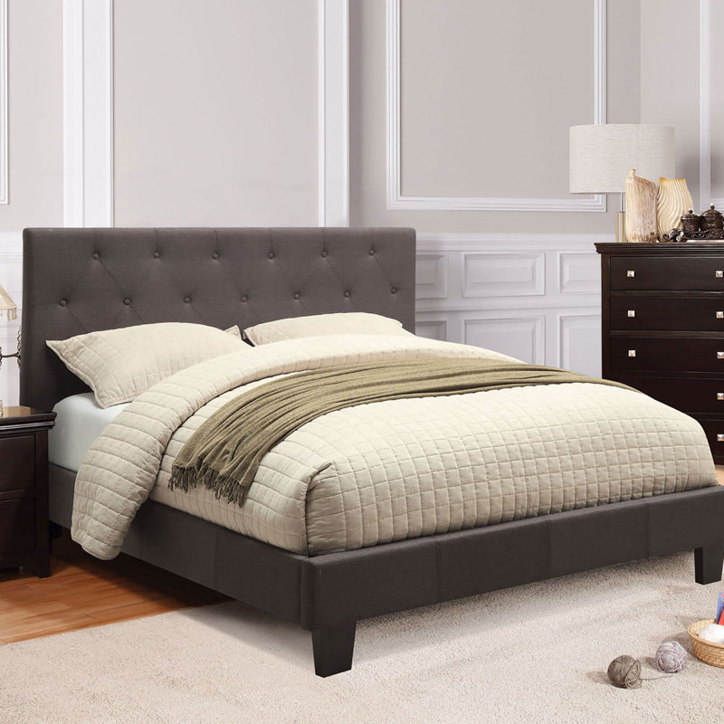 Glenboro Upholstered Platform Bed, Gray, Full