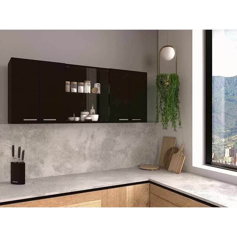 Armoire murale H 24 po, quatre portes, avec deux tablettes internes et une plaque interne et un organisateur en verre, deux tablettes de rangement avec deux portes en verre