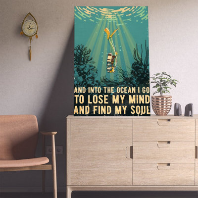 Canvas Wall Art Scuba Diver Underwater Ocean Scene Poster Vintage Poster Print Home Decor