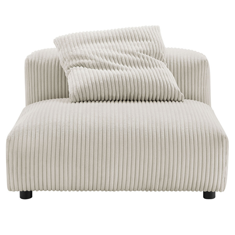 Fauteuil modulaire rembourré Solace, Velours côtelé amande