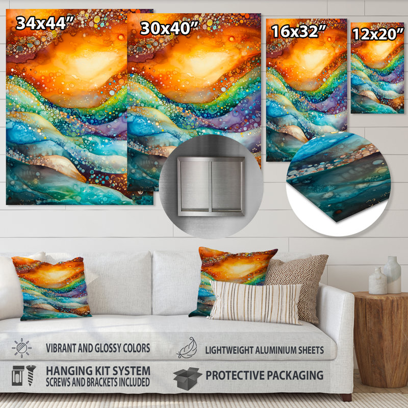 Celestial Abstract Desert Landscape IV - Art mural en métal, paysages abstraits, impression sur métal