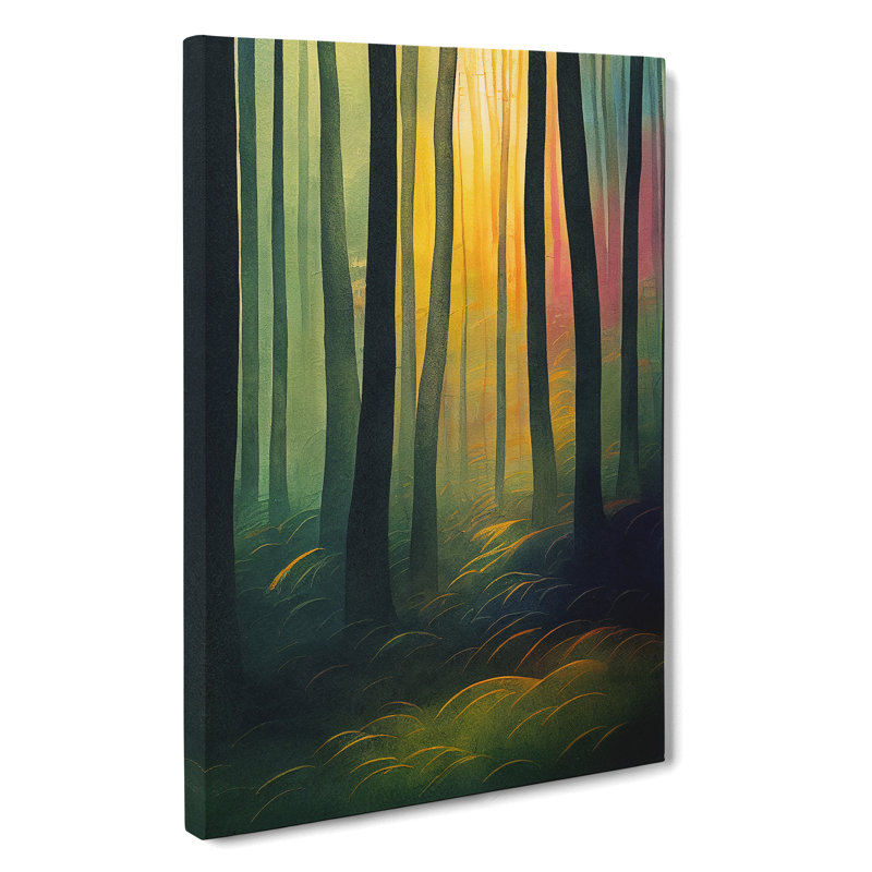 Forest Watercolour Art No.3 - Wrapped Canvas Print, 50cm H x 35cm W x 3cm D