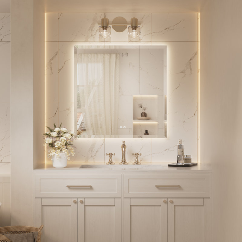 Beveled LED Backlit Bathroom Vanity Mirror, 36" x 36"