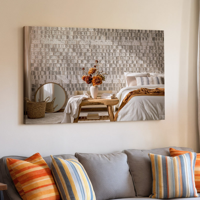 Toile, intérieur de chambre à coucher douillet avec une atmosphère sereine doucement éclairée, art mural The Focal Point