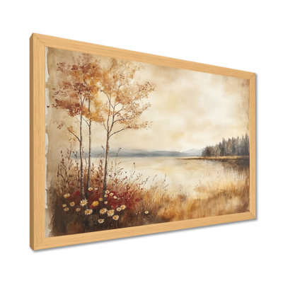 Fleurs sauvages d'été rouges et brunes, lac Horizon II - Tableau encadré