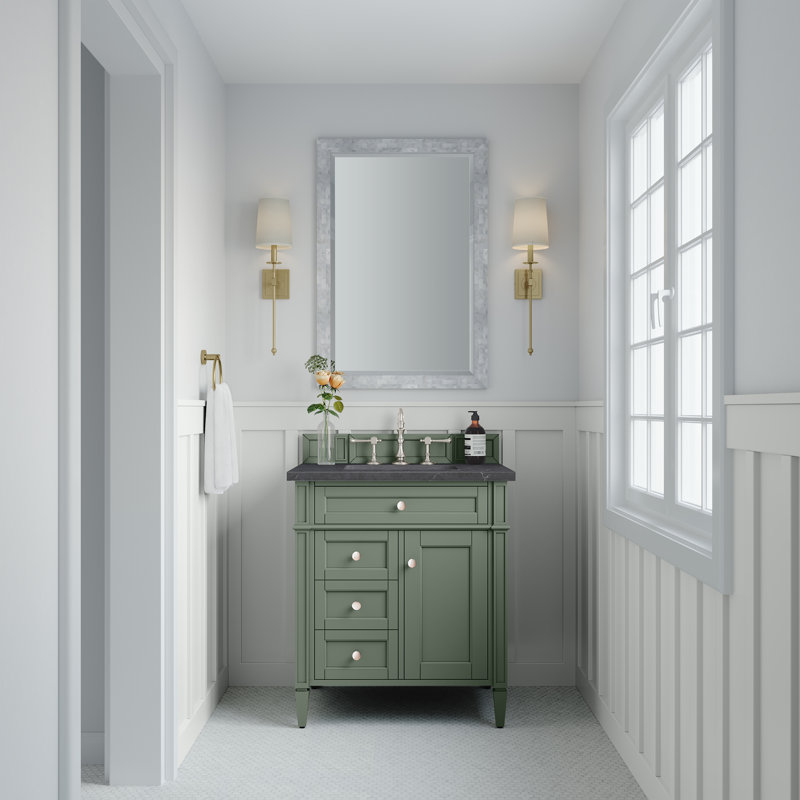 Brittany 30'' W Single Vanity, Charcoal Soapstone, Smokey Celadon, 8" Widespread