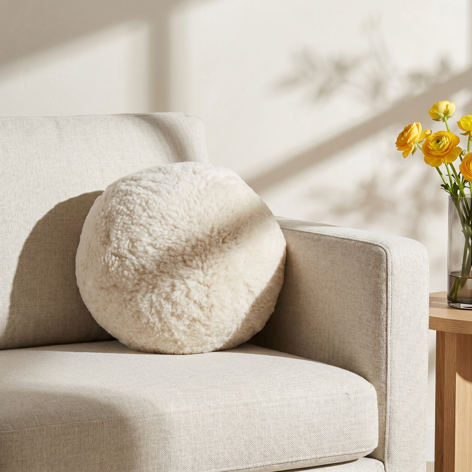 Mojito 12" x 12" Wool Throw Pillow, Beige