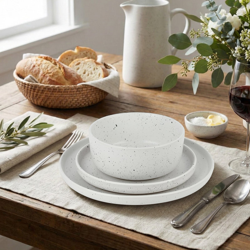 Waterside 12pc Stoneware Dinner Set, White