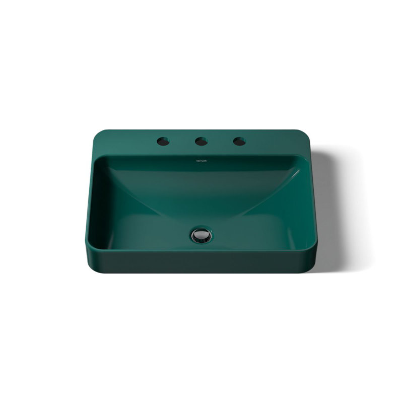 Vox Vitreous China Rectangular Vessel Bathroom Sink with Overflow, 3, Green