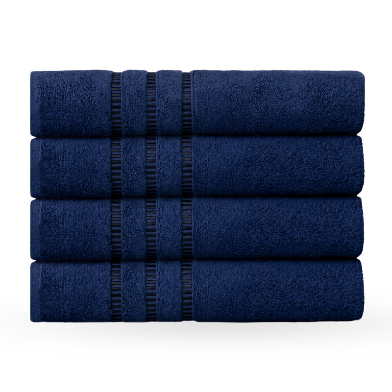 Ensemble de serviettes de bain 100% coton turc doux et absorbant, Bleu marine