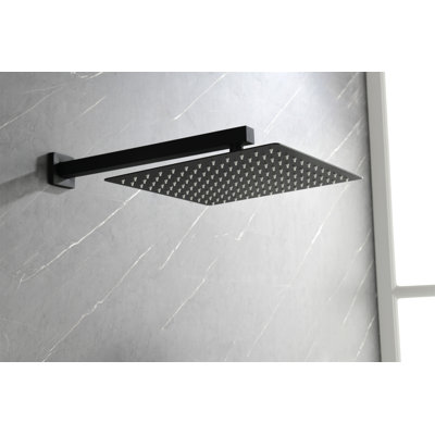 Système de douche avec pomme de douche, douche à main, boyau, garniture de valve, poignées à levier et niche