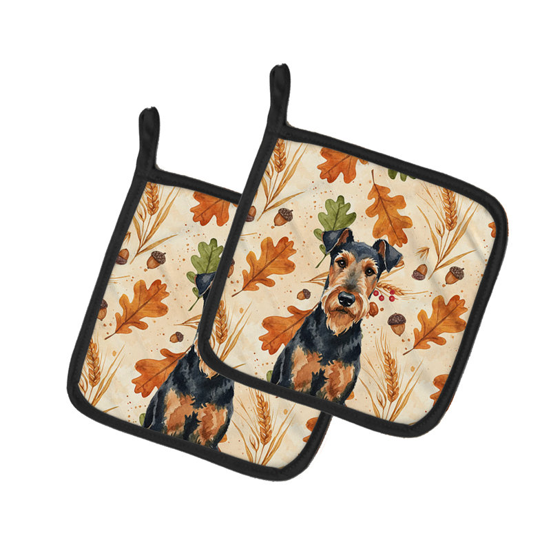 Paire de porte-casseroles Airedale Terrier Heirloom Fall
