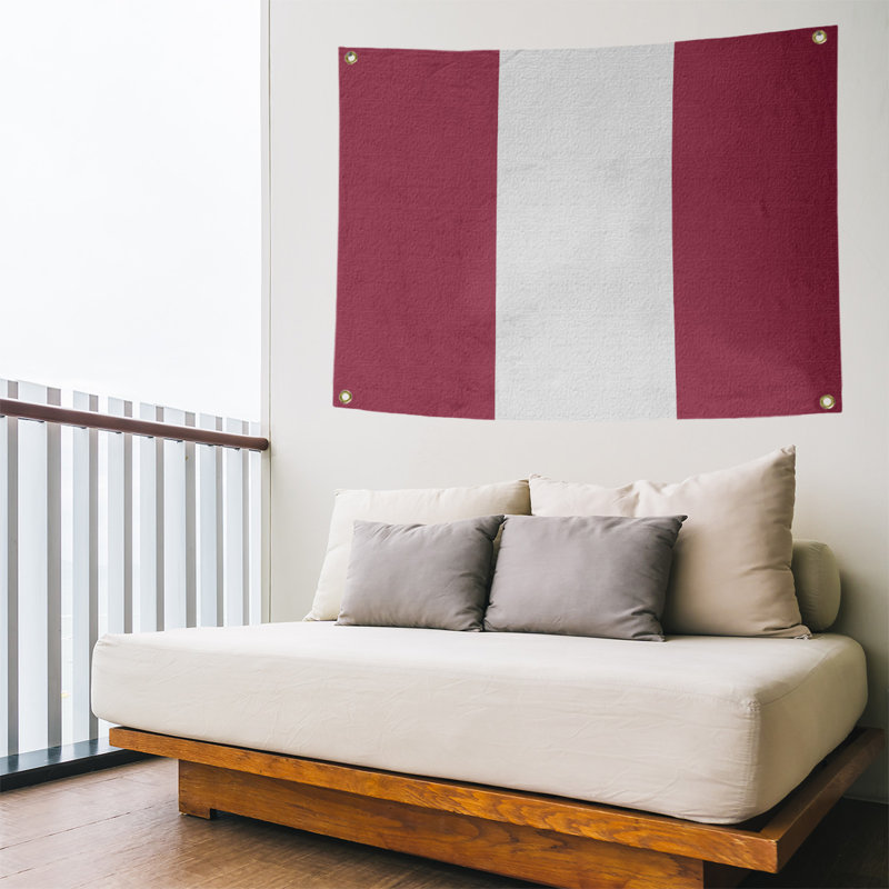 Tapisserie tennessee en polyester, H 59 po x l 80 po, Rouge / Blanc