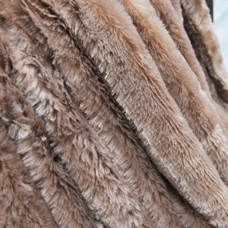 Ivory Reversible Faux Fur and Fleece Throw Blanket