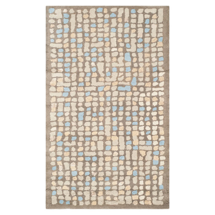 Martha Stewart Hand Tufted Wool/Viscose Geometric Rug in Beige, Rectangle 3' x 5'