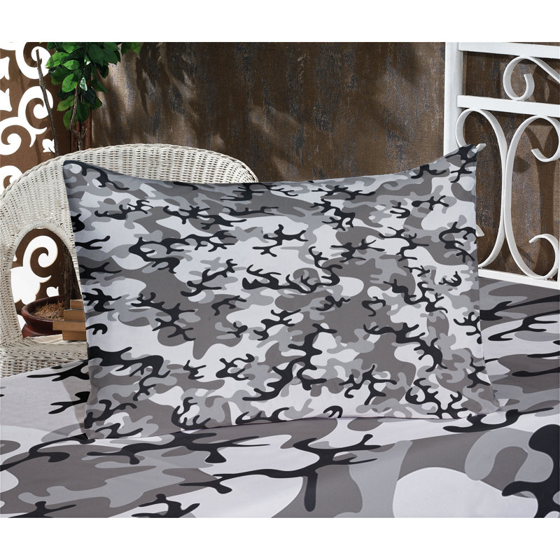 Ensemble de draps et taies décoratives à motif camouflage Ambesonne, noir, gris, gris