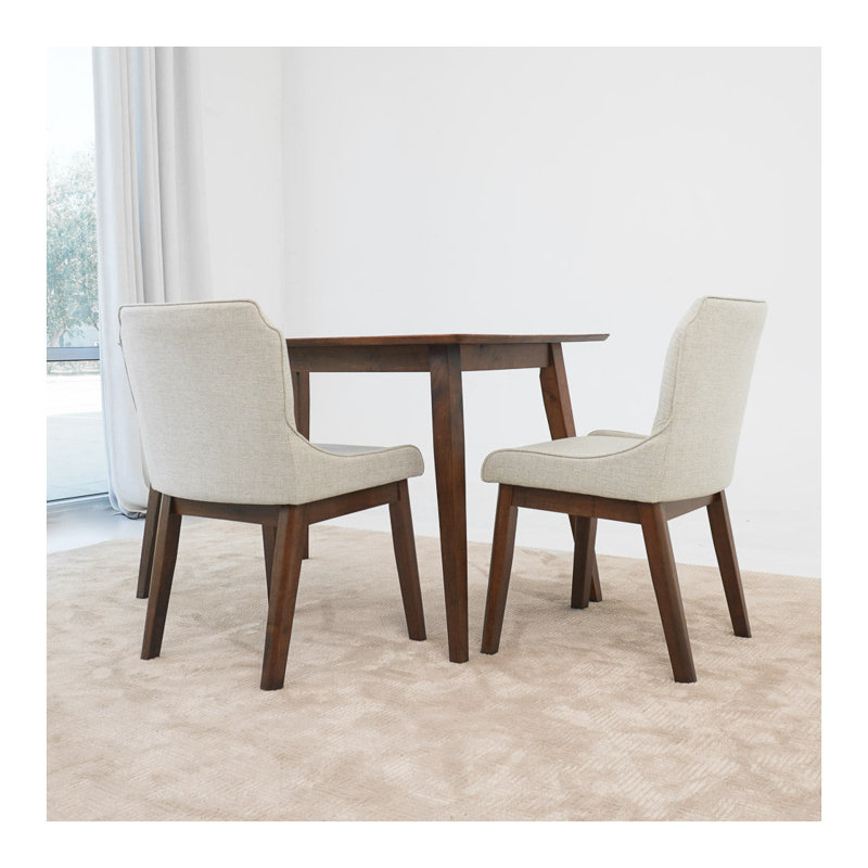 Ensemble de 2 chaises de salle à manger rembourrées en lin Ellis Mid-Century