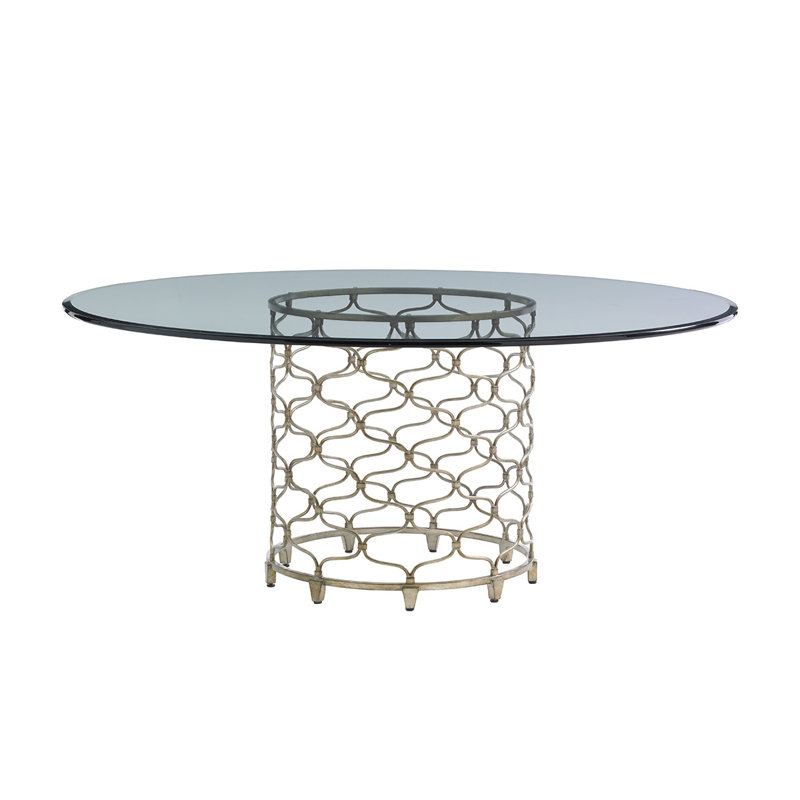 Laurel Canyon Bollinger Round Dining Table with Glass Top, 72" W x 72" L