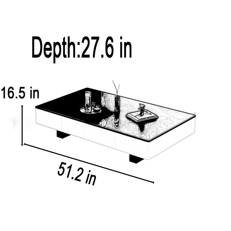 Table basse Modern Luxe, Noir, H 16,5 po x L 51,2 po x l 27,6 po