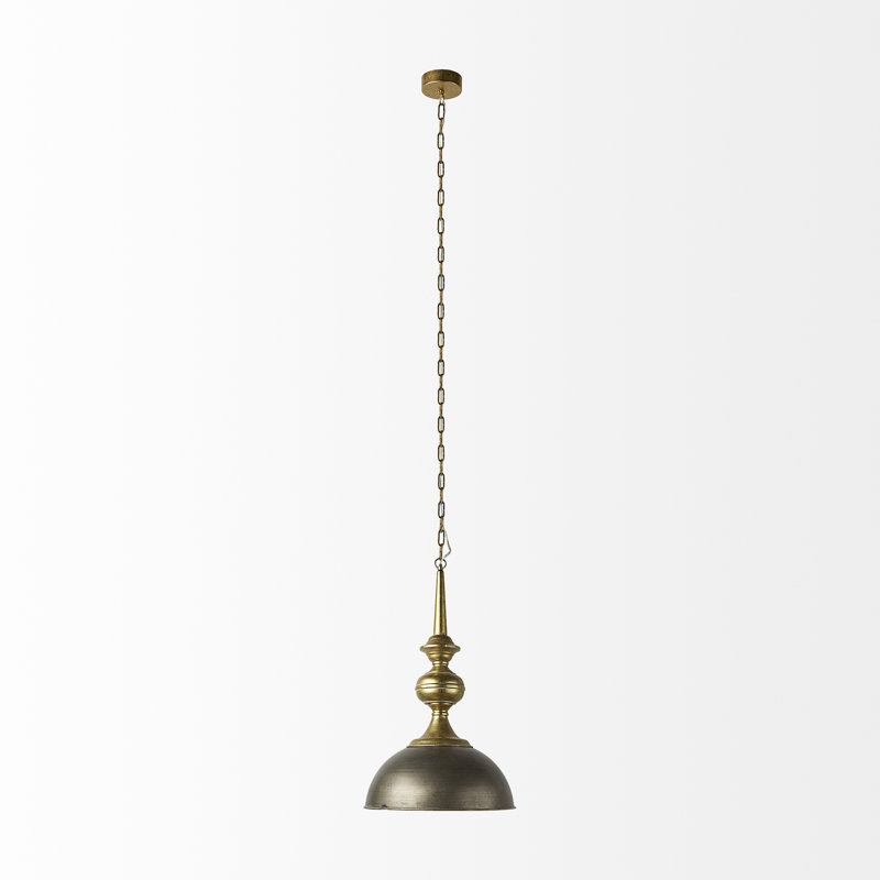 1 - Light Pendant, Silver/Antiqued Gold