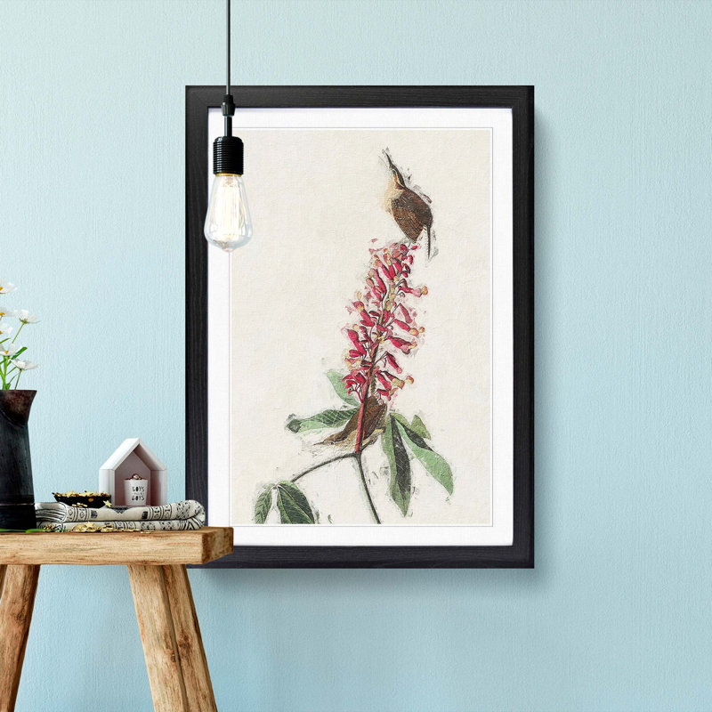Great Carolina Wrens by John Audubon - Picture Frame Painting Print, 36cm H x 27cm W x 2cm D, Black Framed