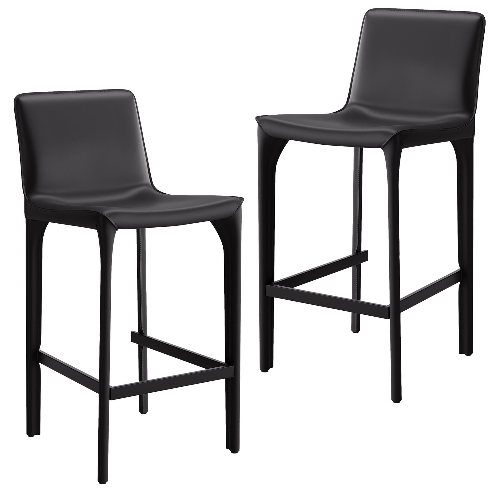 Vannes Vegan Leather Barstool, Black, 2