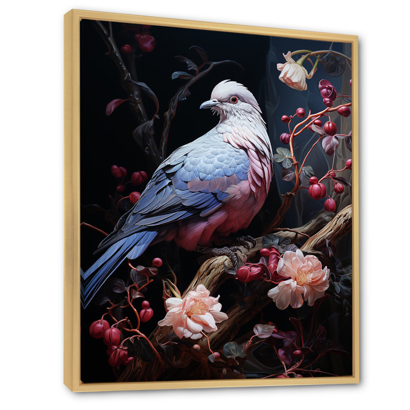 Dove Reverie I - art mural colombe, Cadre flottant brun, H 44 po x l 34 po x P 1,5 po