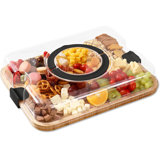 Cutting Board - Charcuterie Boards With Lid, Portable Cutting Boards For Kitchen, Bamboo Cheese Board For Snack, Charcuterie (1 Compartment Onyx)