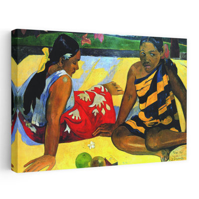 Deux femmes assises, impression d'art classique paysage abstrait coloré