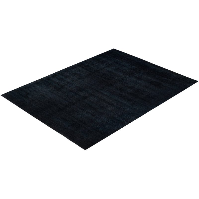 Overdyed Hand-Knotted Wool Modern-Contemporary Black Area Rug 9' 3" x 12' 3"