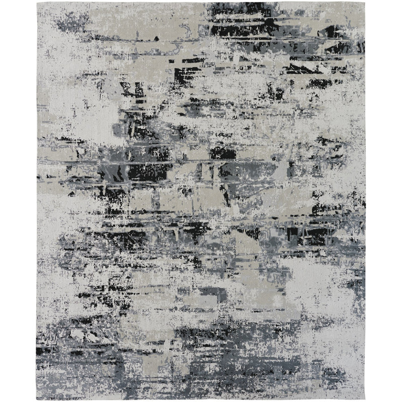 Shondra Cotton Area Rug in Gray, Rectangle 9'6" x 13'