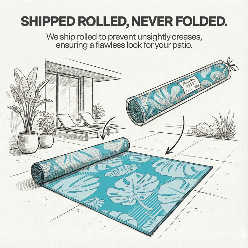Alesander Outdoor Rug Recycled Plastic Waterproof Patio  - 5' x 8'