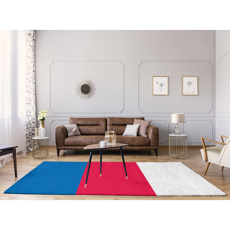Tapis à rayures bleu/rouge, Rectangle 8 pi x 10 pi