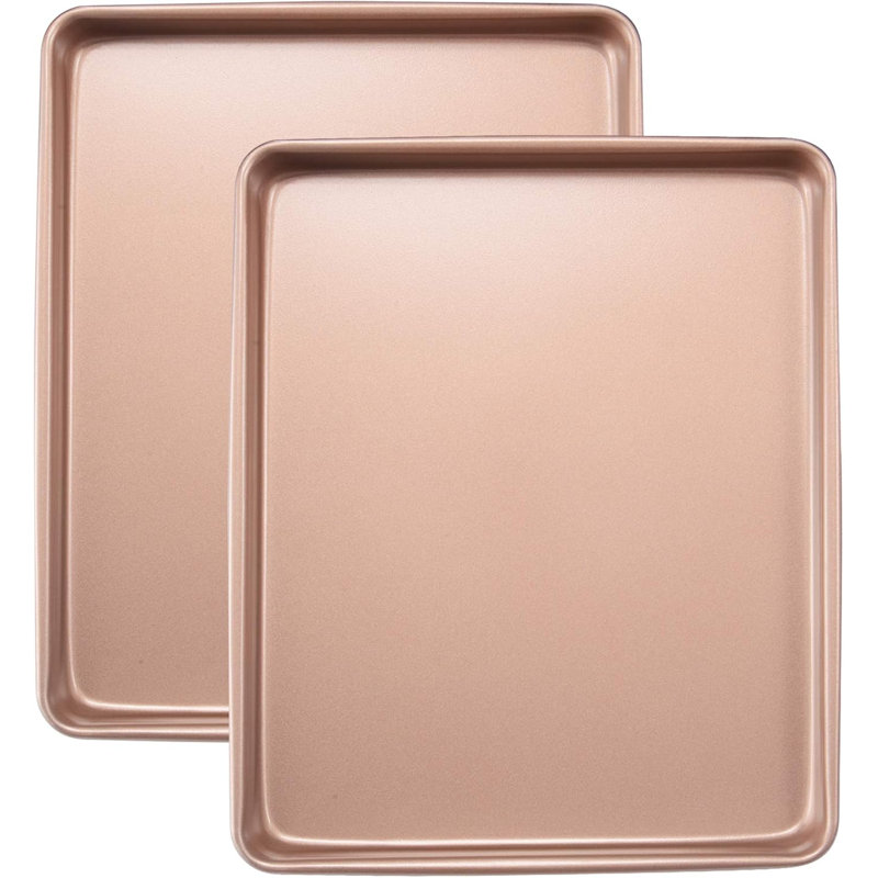 Sheet Pans Cookie Sheet,Small Baking Sheets For Oven Nonstick Set,Cookie Tray Baking Pan Set,12.5Inch,2-Piece,Gold